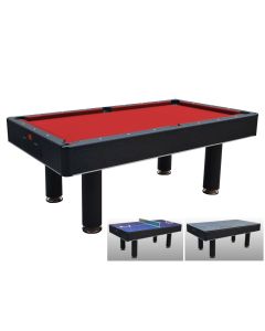 Biliardo FENICE NERO (panno rosso) trasformabile in tavolo da pranzo e ping pong