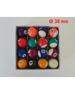 Set 16 Biglie per biliardo (Diam. 38 mm) - misura ridotta