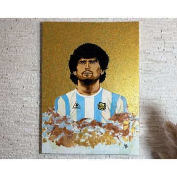 Quadro originale “El Diez” – Ritratto artistico ispirato a Diego Maradona 55x75 cm