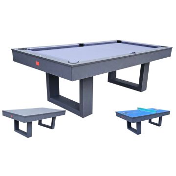Biliardo Tavolo SENECA GRIGIO 3 in 1 trasformabile in Tavolo - Biliardo - Ping Pong