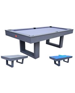 Biliardo Tavolo SENECA GRIGIO 3 in 1 trasformabile in Tavolo - Biliardo - Ping Pong