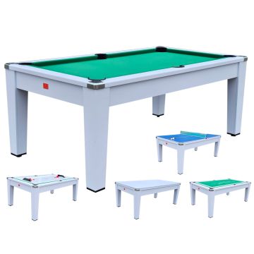 Biliardo DAYTONA BIANCO 5 in 1 trasformabile in Tavolo - Poker - Air Hockey - Ping Pong