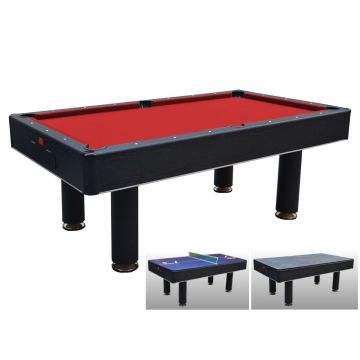 Biliardo FENICE NERO (panno rosso) trasformabile in tavolo da pranzo e ping pong