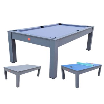 Biliardo GIUNONE GRIGIO (226 cm) trasformabile in tavolo e ping pong